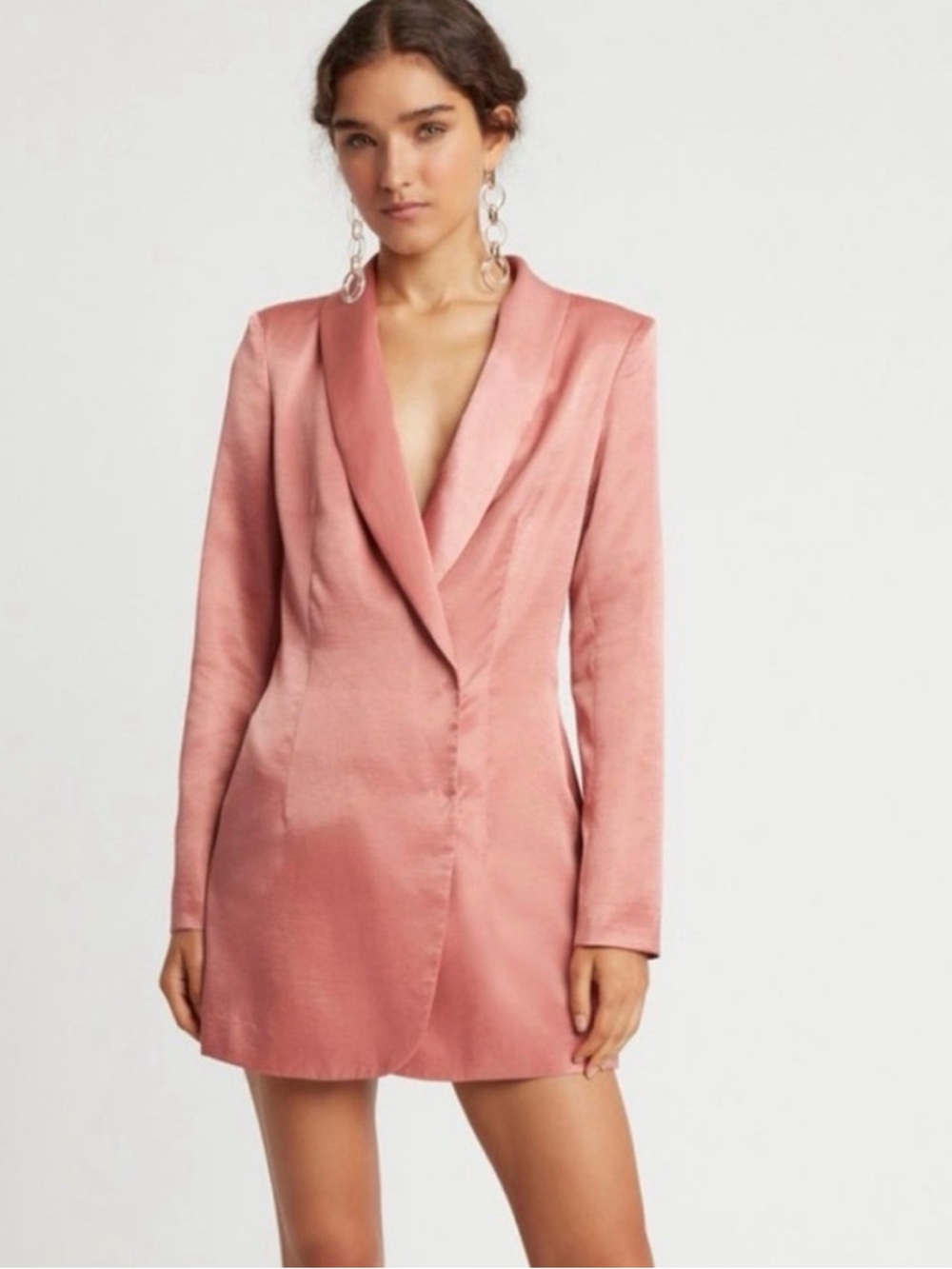 Rose Satin Blazer Mini Dress